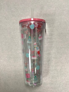 Mary Square Oh What Fun Glitter Straw Tumbler