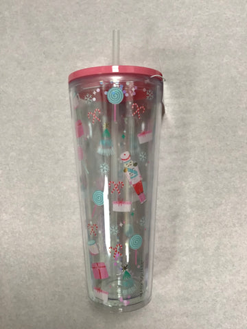Mary Square Oh What Fun Glitter Straw Tumbler