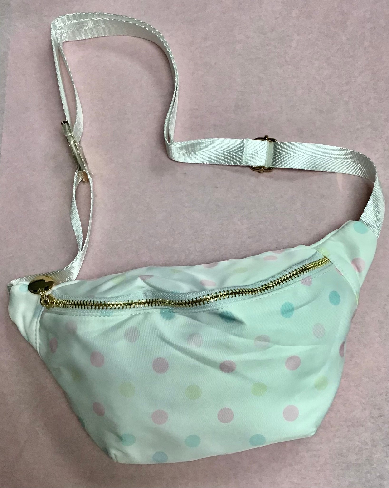 White/Pastel Polka Dot Fanny Pack/Crossbody