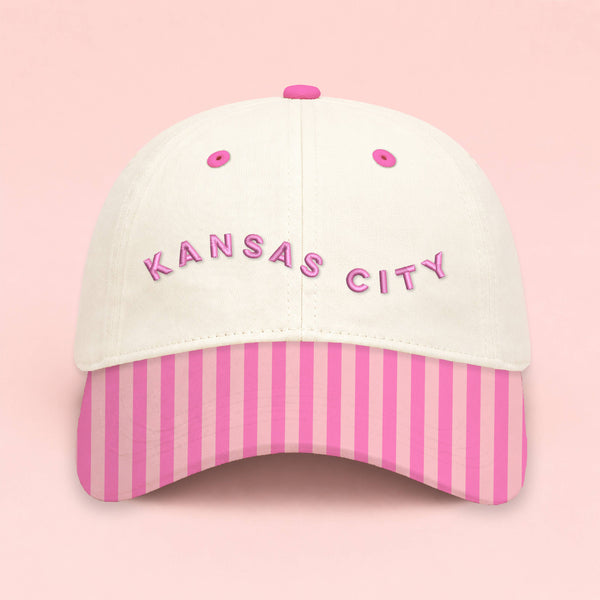 Custom Homewood Embroidered Hat | Pink Stripes: Bold Outline / Rainbow