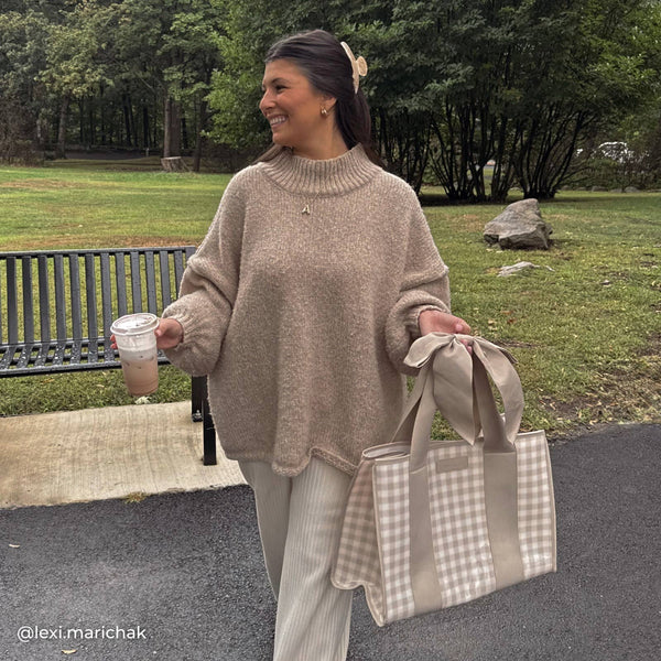 Case-Mate Latte Gingham Bow Jelly Tote Bag