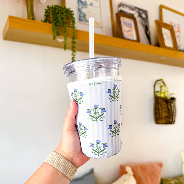 Bellflowers and Stripes | Iced Coffee Sleeve : Medium