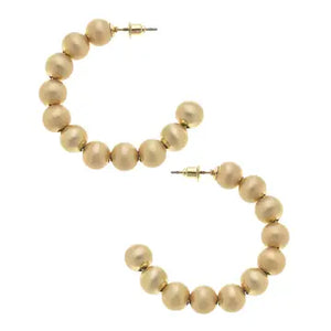 Gold Ball Beaded Hoops