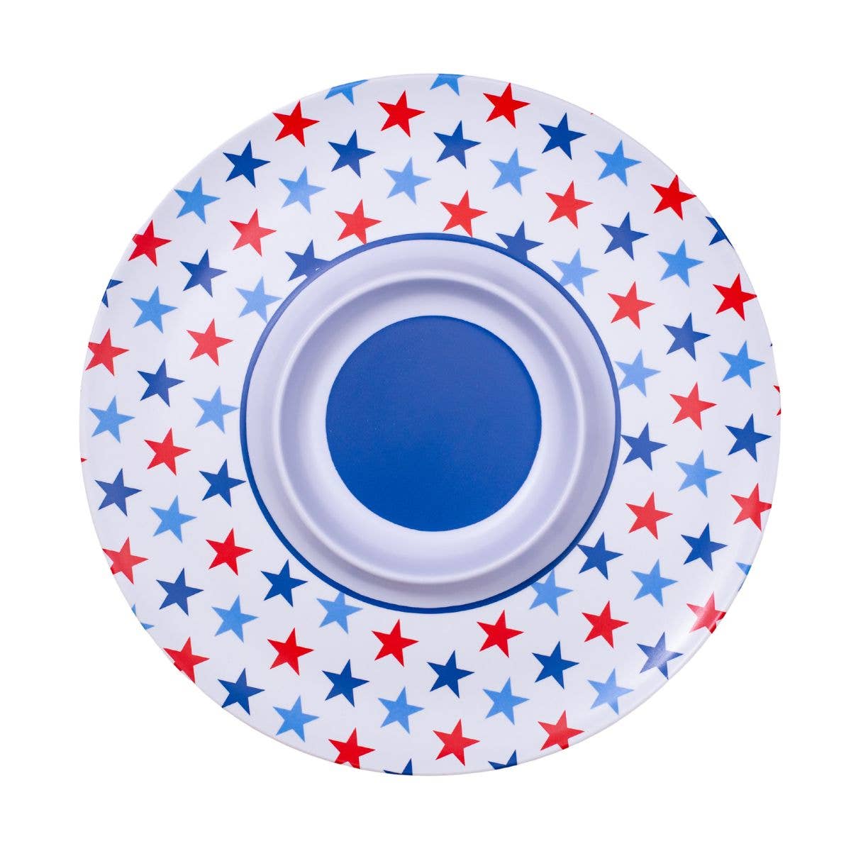 Stars Melamine Chip & Dip   White/Red/Blue   15"