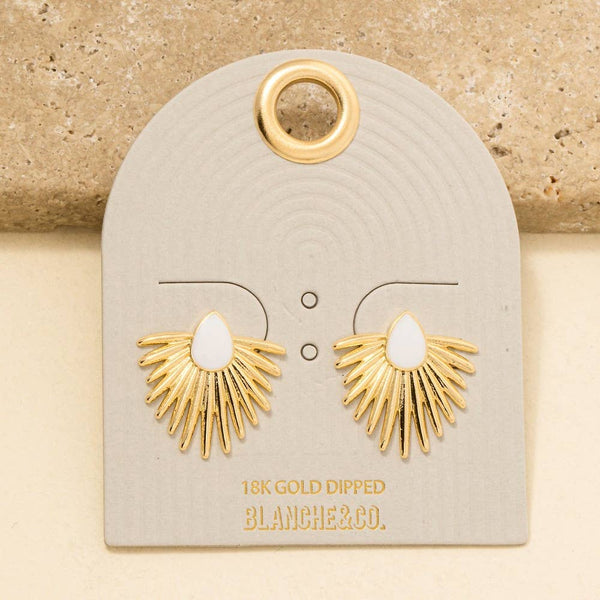 Metallic Feather Enamel Teardrop Stud Earrings: GBK