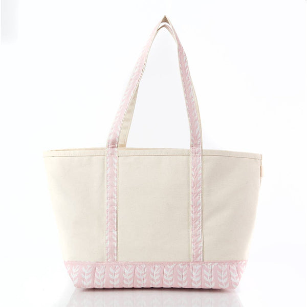 Block Print Large Classic Tote: Powder Pink