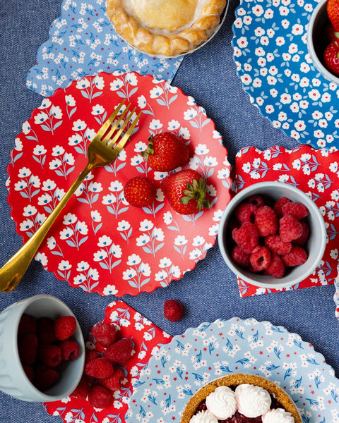 Floral Bamboo Paper Plate Set