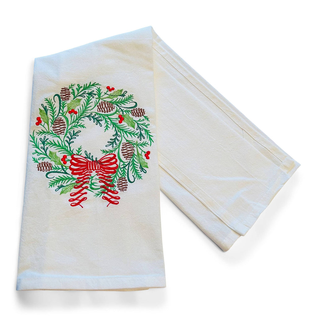 Towel - Swirl Wreath with Bow