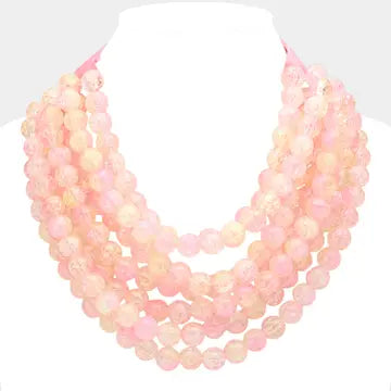 Agate Ball Bead Magnetic Clasp Necklace