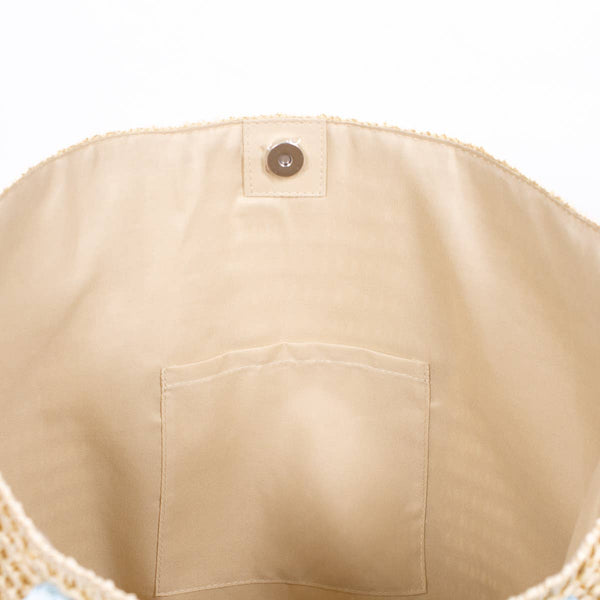 Brittney Beach Tote   Natural/Palace Blue   19.5x13.5x6