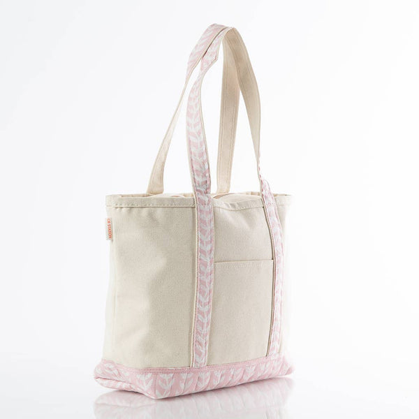 Block Print Medium Classic Tote: Powder Pink