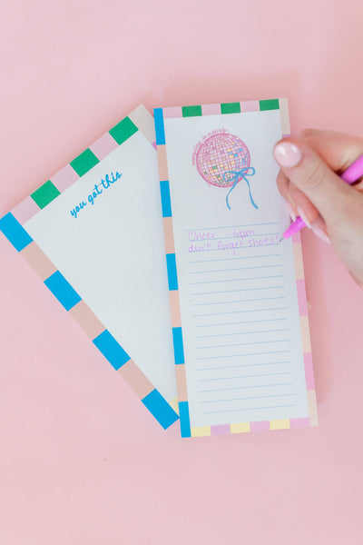Everyday is a Party Disco Ball Bow List Notepad