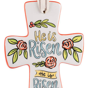 He is Risen Indeed Ceramic Cross