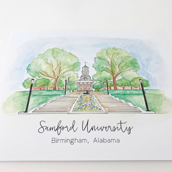 Birmingham, Alabama landmarks: Samford University Art Print: 5x7