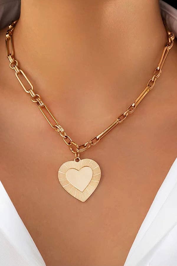 Heart of Gold Charm Necklace: Gold