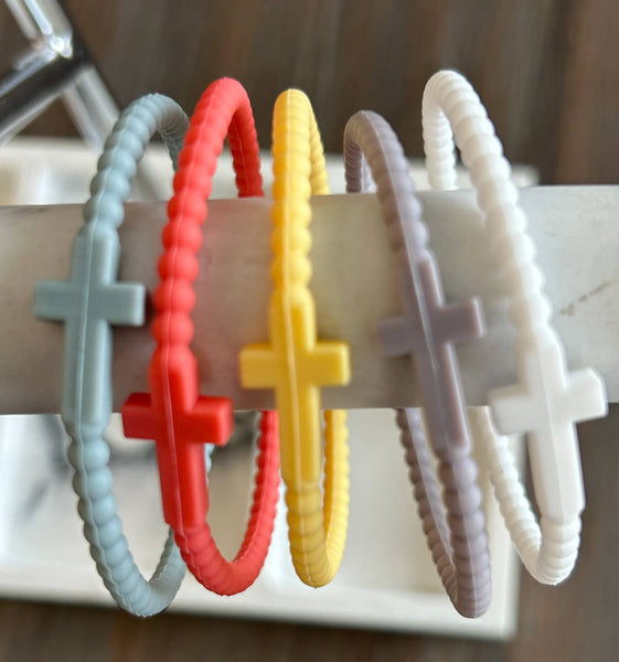 Silicone Cross Bracelet Pastels