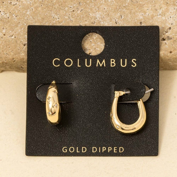 Gold Dipped Stars Studded Hoop Earrings: GOLD