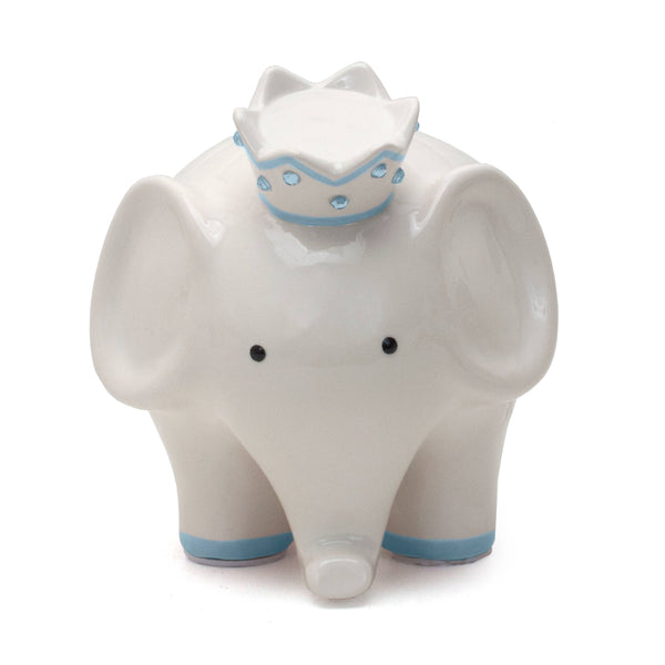 White With Blue Coco Elephant Bank