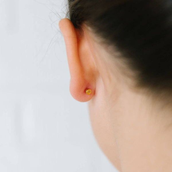 Bow Stud Earrings - Hypoallergenic, Flat Back, Girl Gift : Gold / Pair