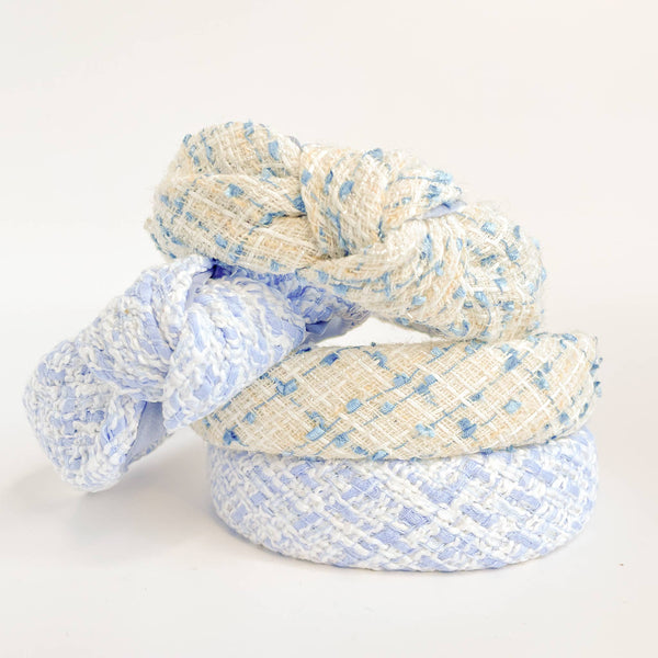Coastal Blue Tweed Padded Knot Headband: Assorted