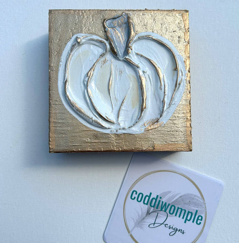 Gold Pumpkin Wood Block