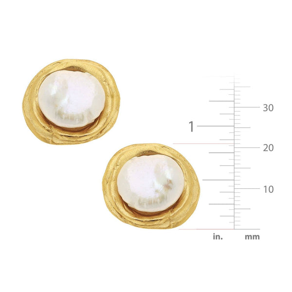 Gold  Pearl Pierced Earrings (1476)
