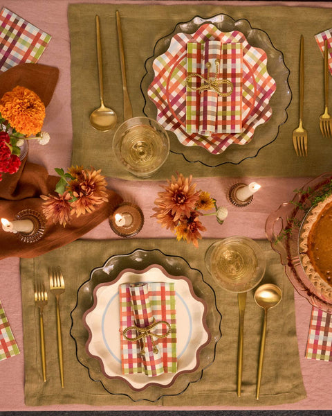 Fall Plaid Paper Napkins - 25 pcs; Thanksgiving decor, 6x4