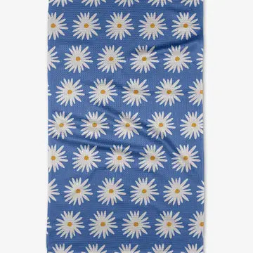 Blue Daisies Tea Towel - Geometry
