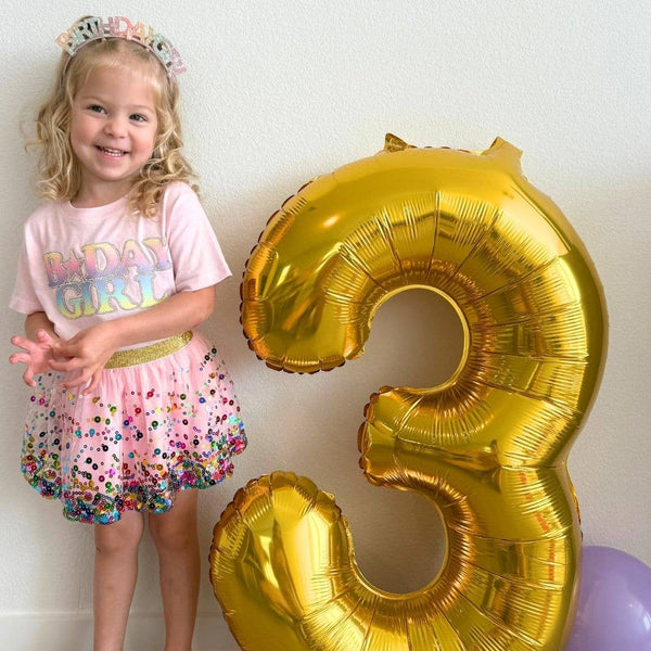 Pastel Rainbow BDay Girl Patch Short Sleeve T-Shirt