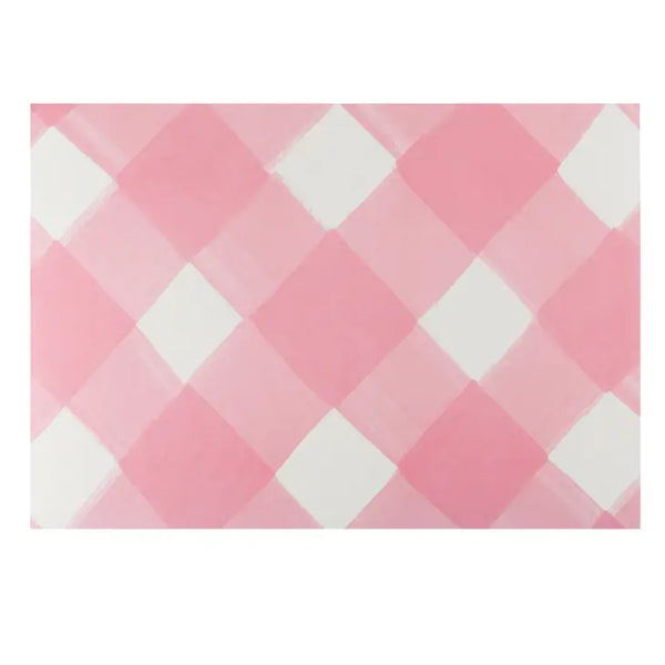 Pink Gingham Paper Table Runner