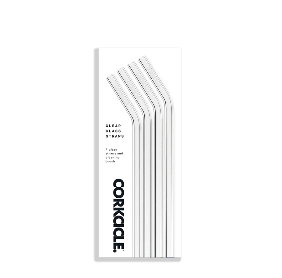 Corkcicle Clear Glass Straw Set
