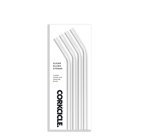 Corkcicle Clear Glass Straw Set