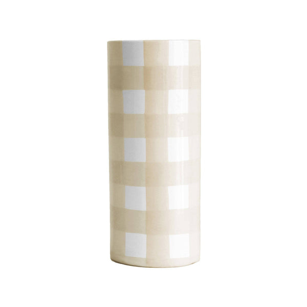 Gingham Column Vase: Sea Glass