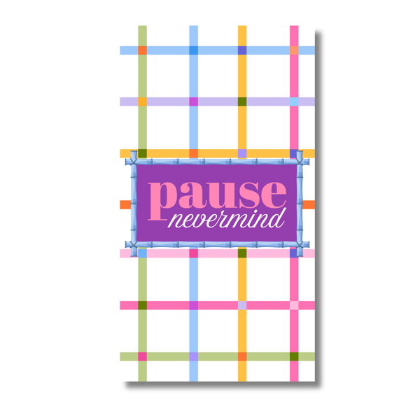 Mahjong Colorful Plaid "Pause Nevermind" 24ct Guest Napkins