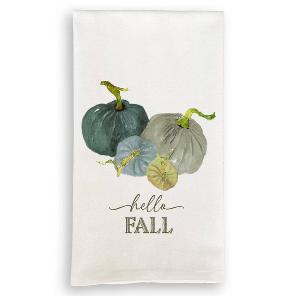Meadow Pumpkins with Hello Fall: Dishtowel / -