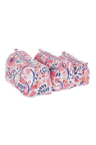 Quilted Makeup/Toiletry Bag Pink & Blue