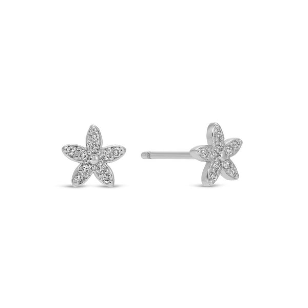 Pave Flower Studs On Velvet Gift Tag: Gold