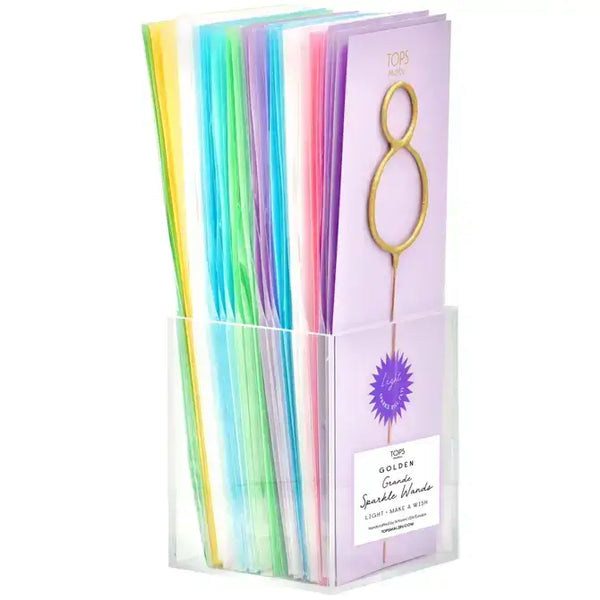 Grande 12" Gold Number Sparkler Wand Card - Singles: Number 0