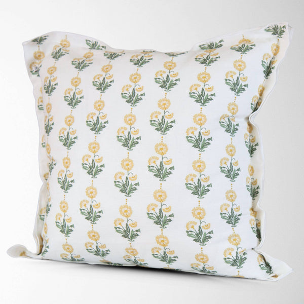 Amalthea Gold Linen Block Print Square Pillow Cover : 22X22