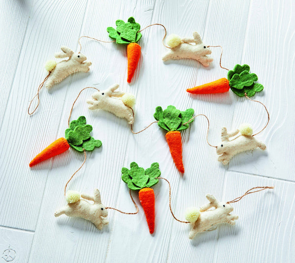 Tag Bunny & Carrot Wool Felt Garland