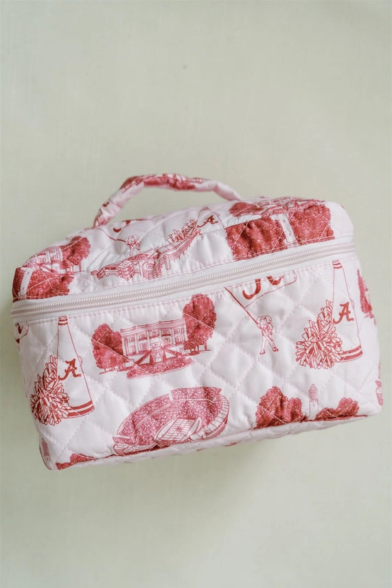 Pink Quilted University of Alabama Makeup Toiletry Bag