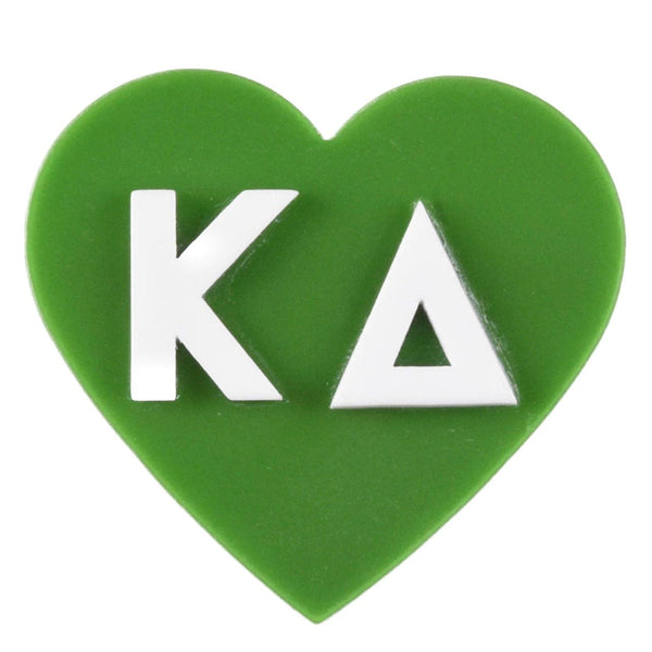 Sorority & Greek Acrylic Heart Pin/ Button: Kappa Delta