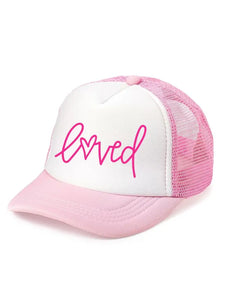 Loved Valentine's Day Trucker Hat - Pink/White - Kids Hat