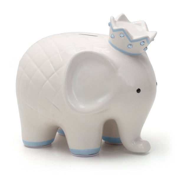 White With Blue Coco Elephant Bank