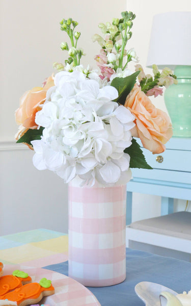 Gingham Column Vase: Sea Glass