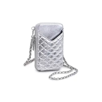 Silver Bodie Quilted Cell Phone Crossbody