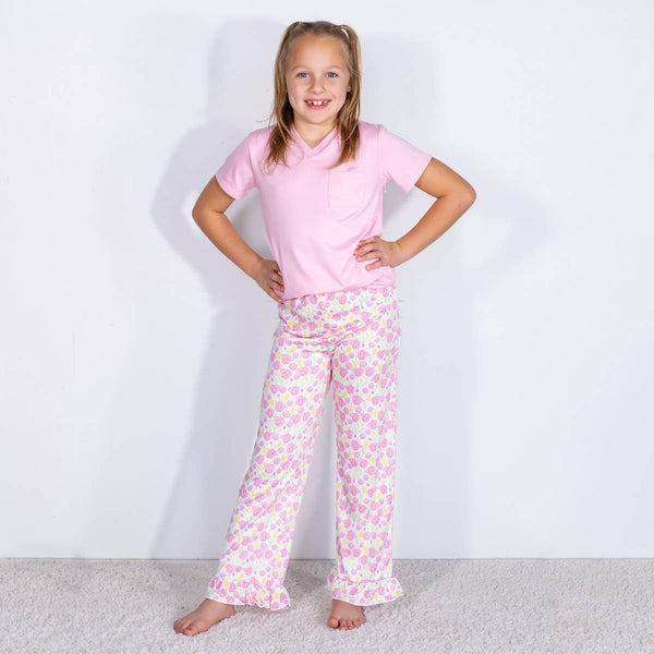 Girl's Tulip Fields Ruffle Sleep Pants   White/Multi   -Asst.: Medium (8-9)