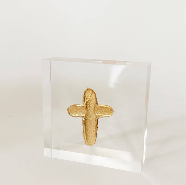 3x3 Single Gold Cross Acrylic