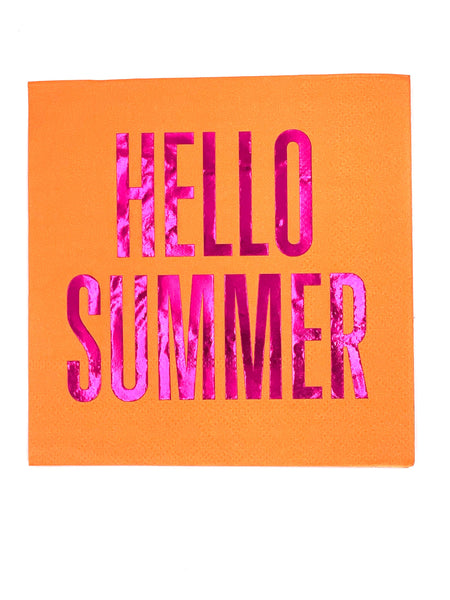 Cocktail Napkins | Hello Summer Orange- Foil - 20ct