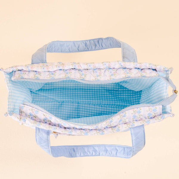The Everyday Quilted Tote Bag-Petal Parade Blue